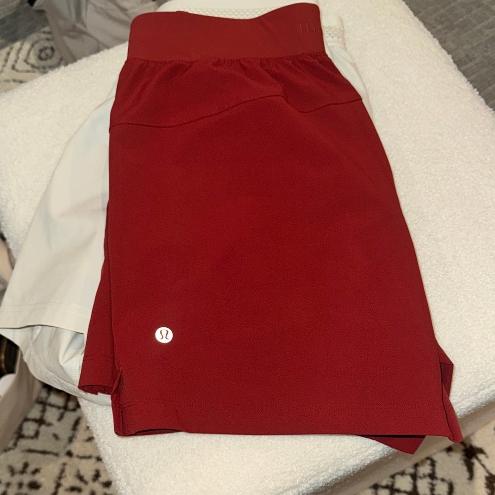 lululemon athletica Red and White Athletic Shorts